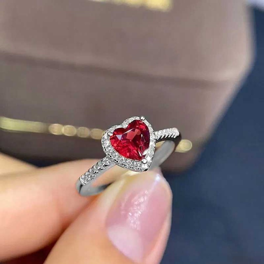 Bagues Paradise Jewels France | Bague Coeur En Zirconium Rouge