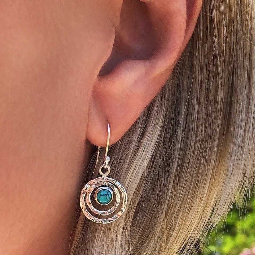 Boucles D'Oreilles Paradise Jewels France | Boucles D'Oreilles Boho Saturn Avec Pierre Turquoise En Argent Et Or