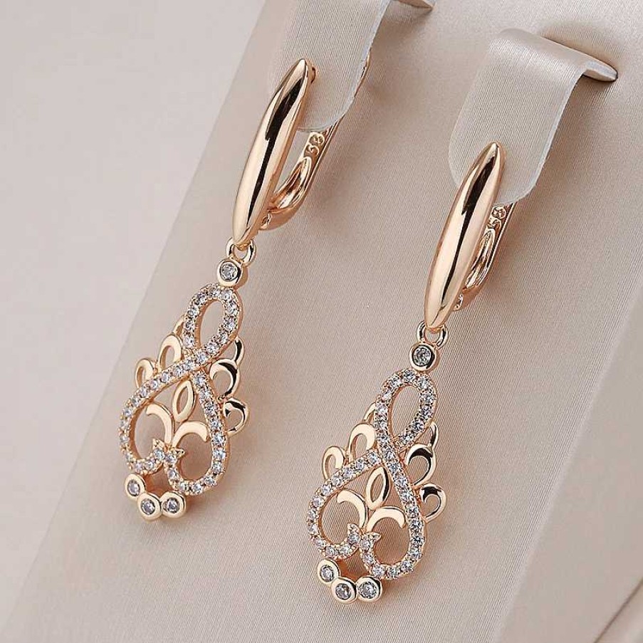 Boucles D'Oreilles Paradise Jewels France | Boucles D'Oreilles L Gant Elfe Avec Zirconia En Or