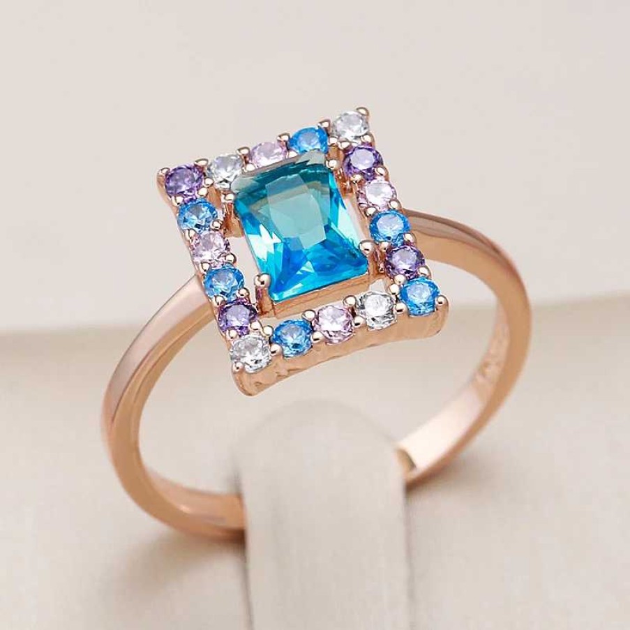 Bagues Paradise Jewels France | L Gante Bague Cubique Avec Zircon Bleu