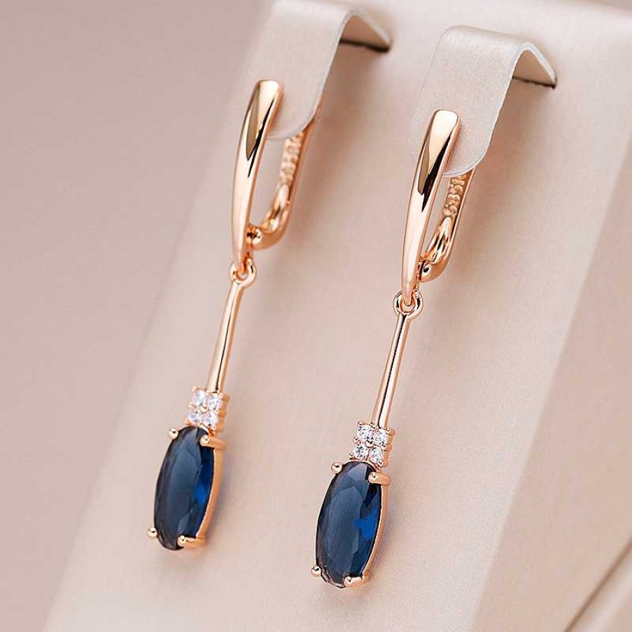 Boucles D'Oreilles Paradise Jewels France | Boucles D'Oreilles El Gantes En Cristal Bleu Et Or