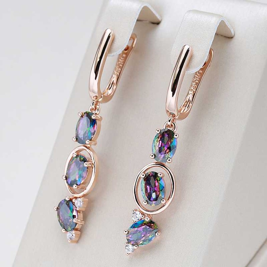 Boucles D'Oreilles Paradise Jewels France | Boucles D'Oreilles Avec Cristaux Multicolores En Or