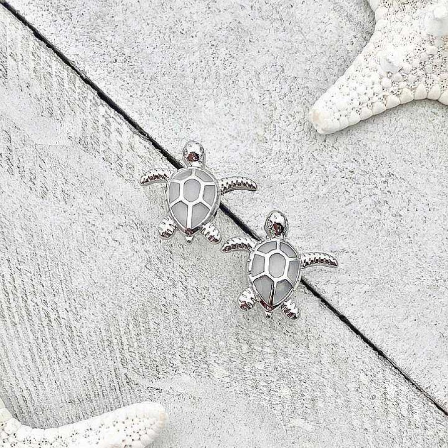 Boucles D'Oreilles Paradise Jewels France | Boucles D'Oreilles Tortue De Mer En Opale Et Argent