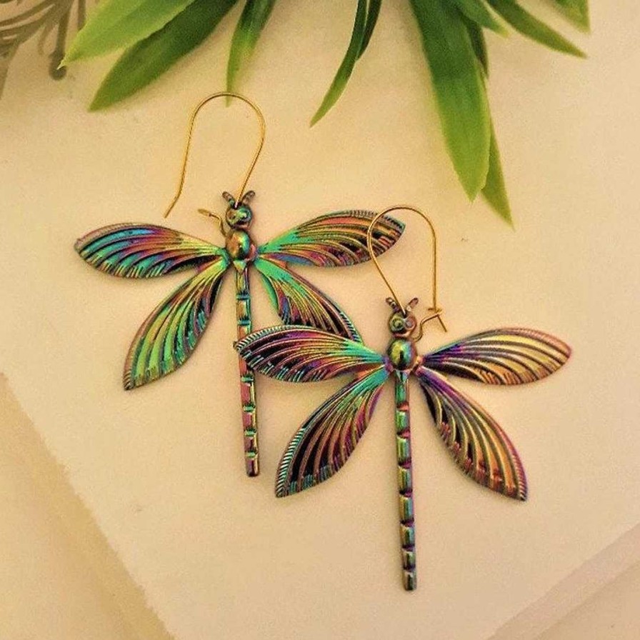 Boucles D'Oreilles Paradise Jewels France | Boucles D'Oreilles Libellule Chromatique Multicolore En Or