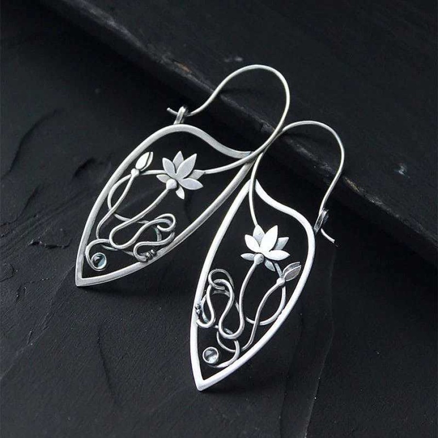 Boucles D'Oreilles Paradise Jewels France | Boucles D'Oreilles Fleur De Lotus En Argent Sterling