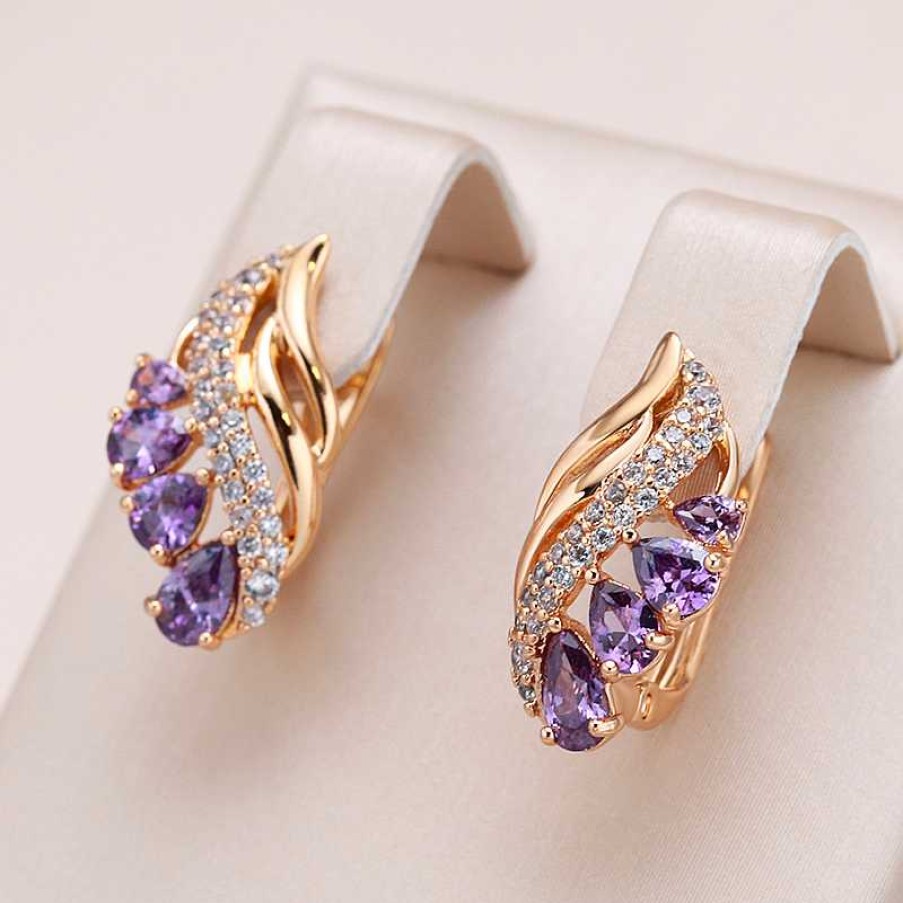 Boucles D'Oreilles Paradise Jewels France | Boucles D'Oreilles Luxueuses En Cristal Violet