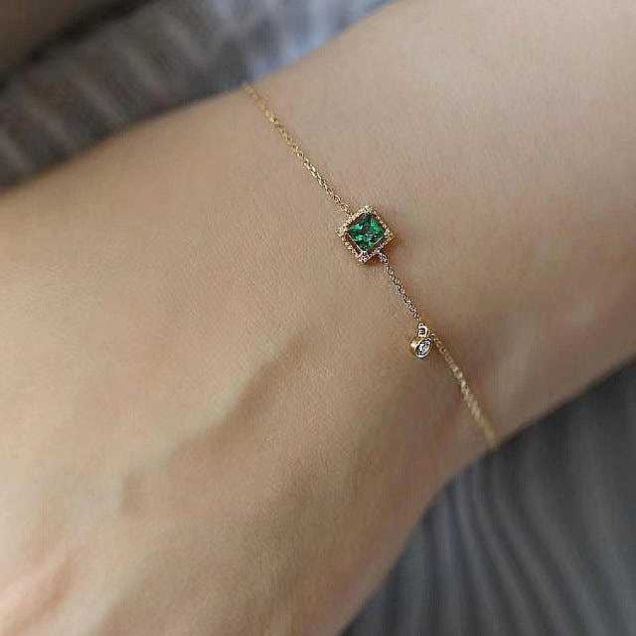 Bracelets Paradise Jewels France | Bracelet En Or Avec Cristal Vert