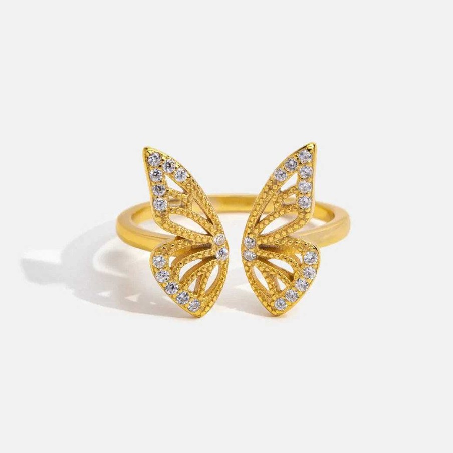 Bagues Paradise Jewels France | Bague Papillon R Glable Avec Zircon En Or