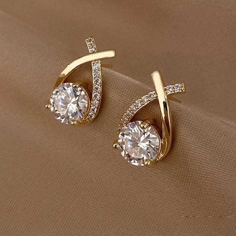 Boucles D'Oreilles Paradise Jewels France | Boucles D'Oreilles Clous Avec Zircone En Or