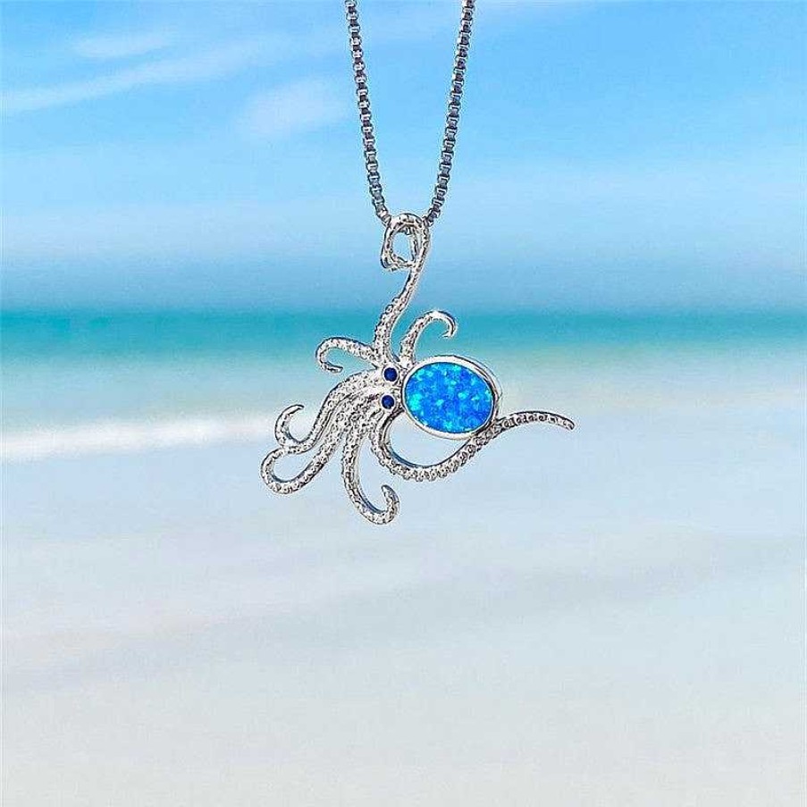 Colliers Paradise Jewels France | Collier Octopus Avec Opale En Sterling