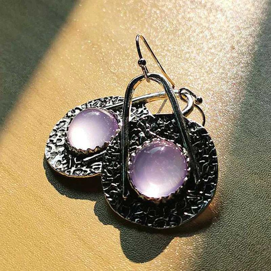 Boucles D'Oreilles Paradise Jewels France | Boucles D'Oreilles Boh Me Avec Pierres Violettes En Argent Sterling