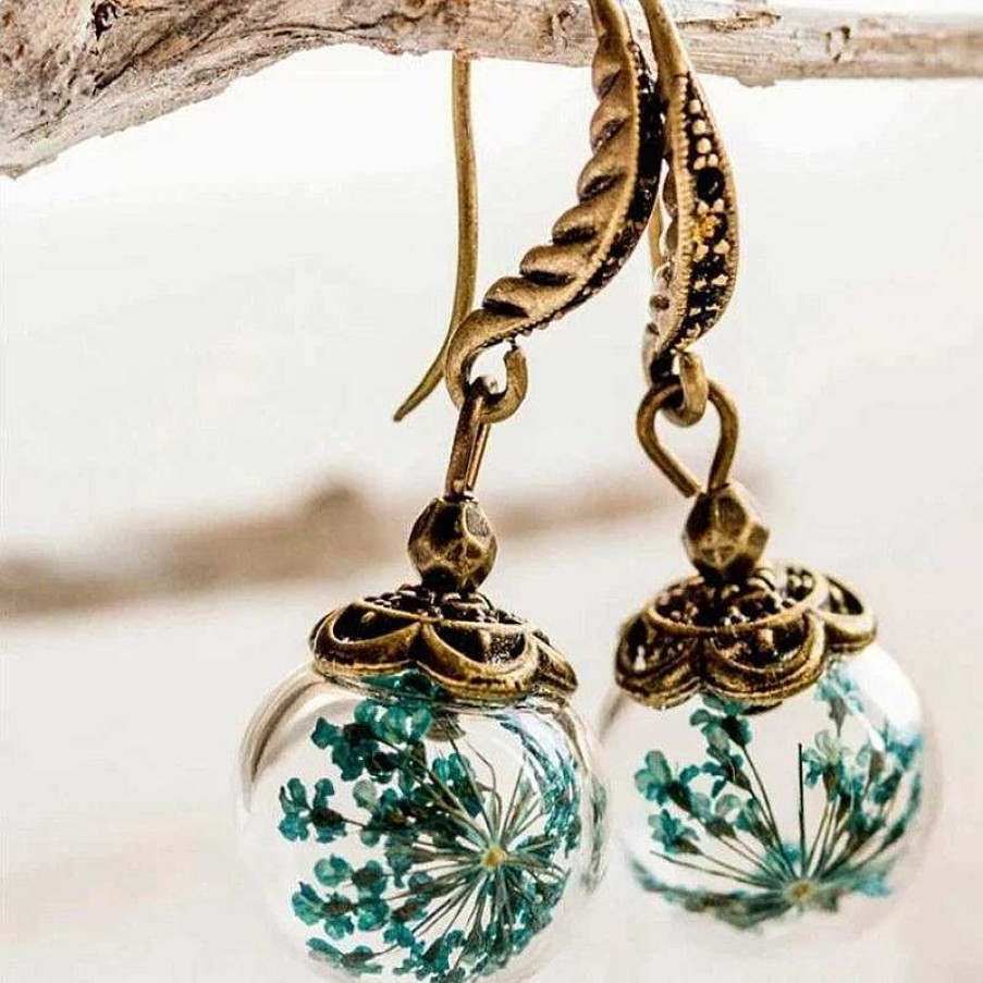 Boucles D'Oreilles Paradise Jewels France | Boucles D'Oreilles Nature Exotique En Or Antique