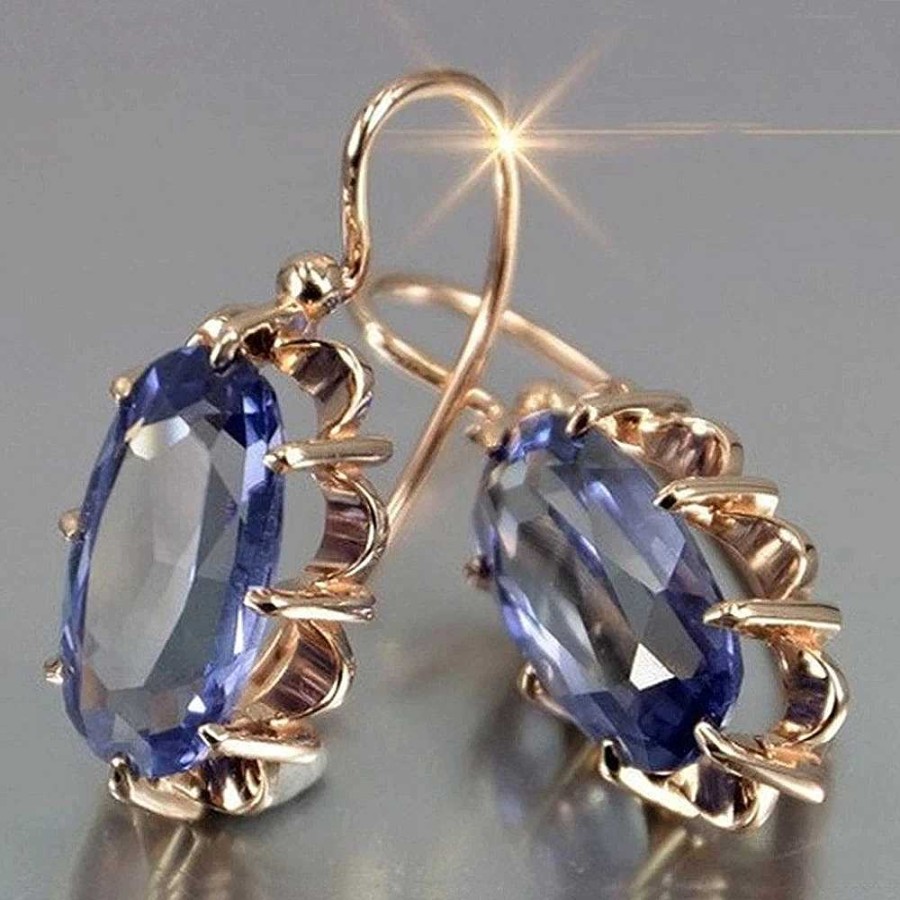 Boucles D'Oreilles Paradise Jewels France | Boucles D'Oreilles En Or Avec Zircon Ovale