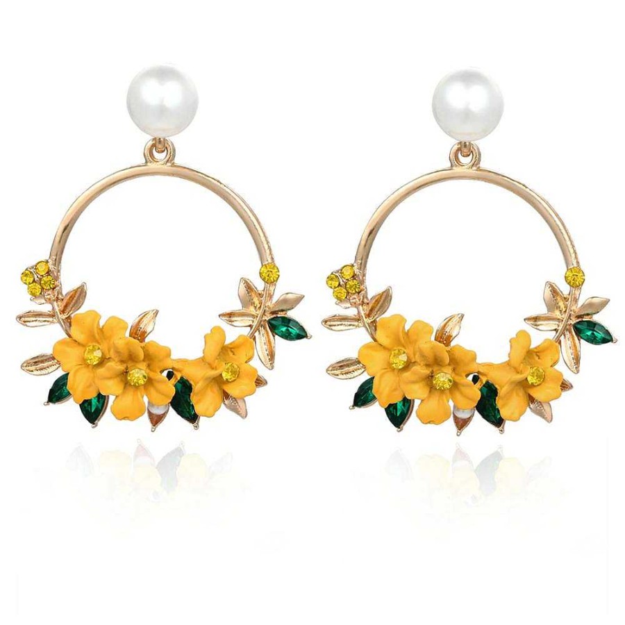 Boucles D'Oreilles Paradise Jewels France | Boucles D'Oreilles Fleur Et Perle En Or