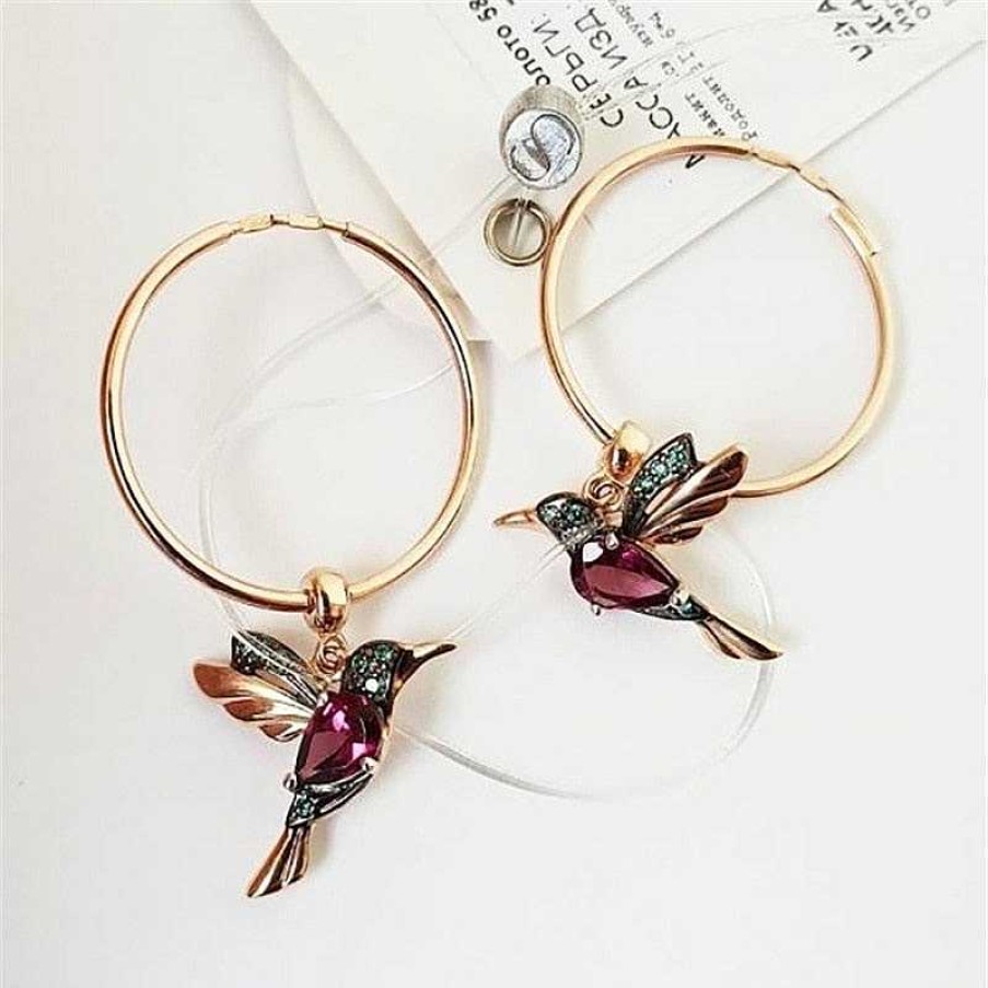 Boucles D'Oreilles Paradise Jewels France | Boucles D'Oreilles Colibri Volant En Dition Limit E Avec Zircone Incrust E