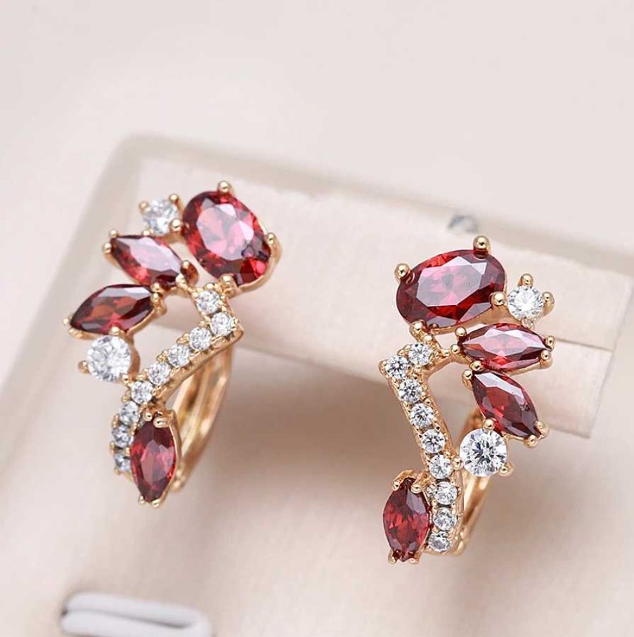 Boucles D'Oreilles Paradise Jewels France | El Gantes Boucles D'Oreilles En Cristal Rouge Dor