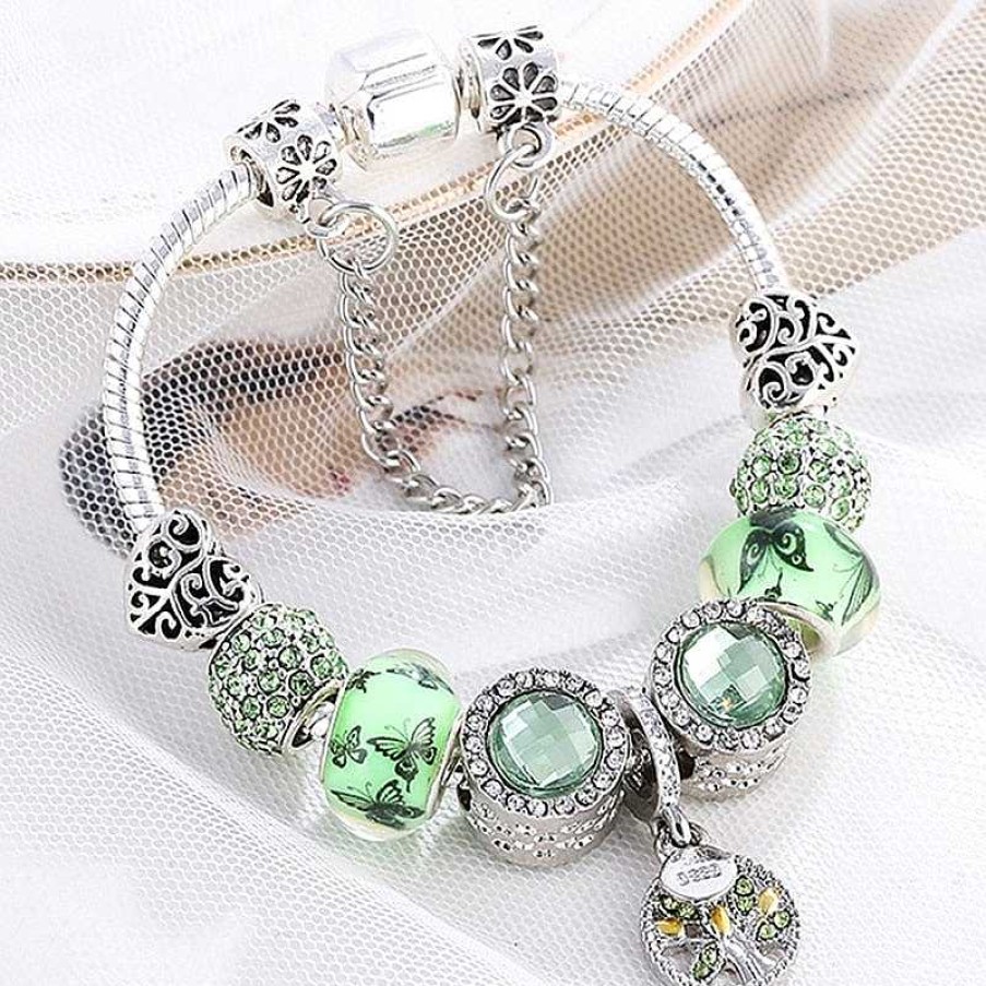 Bracelets Paradise Jewels France | Bracelet En Argent Et Cristal Vert