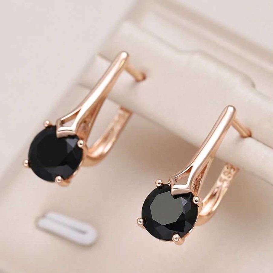 Boucles D'Oreilles Paradise Jewels France | Boucles D'Oreilles El Gantes Avec Cristal Noir En Or