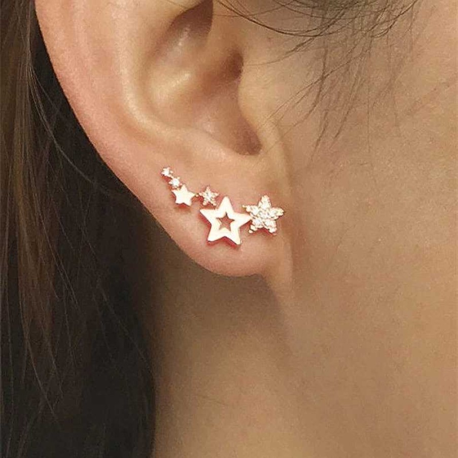 Boucles D'Oreilles Paradise Jewels France | Boucles D'Oreilles Toiles En Zircon Blanc Brillant