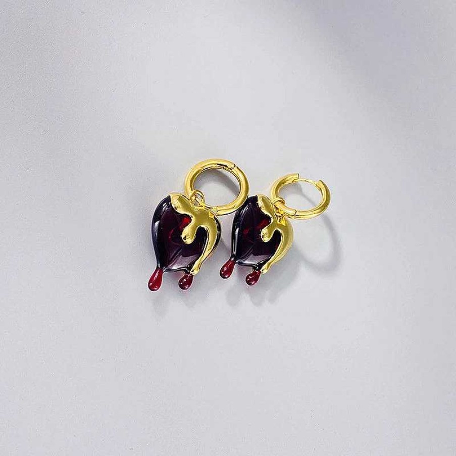 Boucles D'Oreilles Paradise Jewels France | Boucles D'Oreilles En Coeur Huile En Or