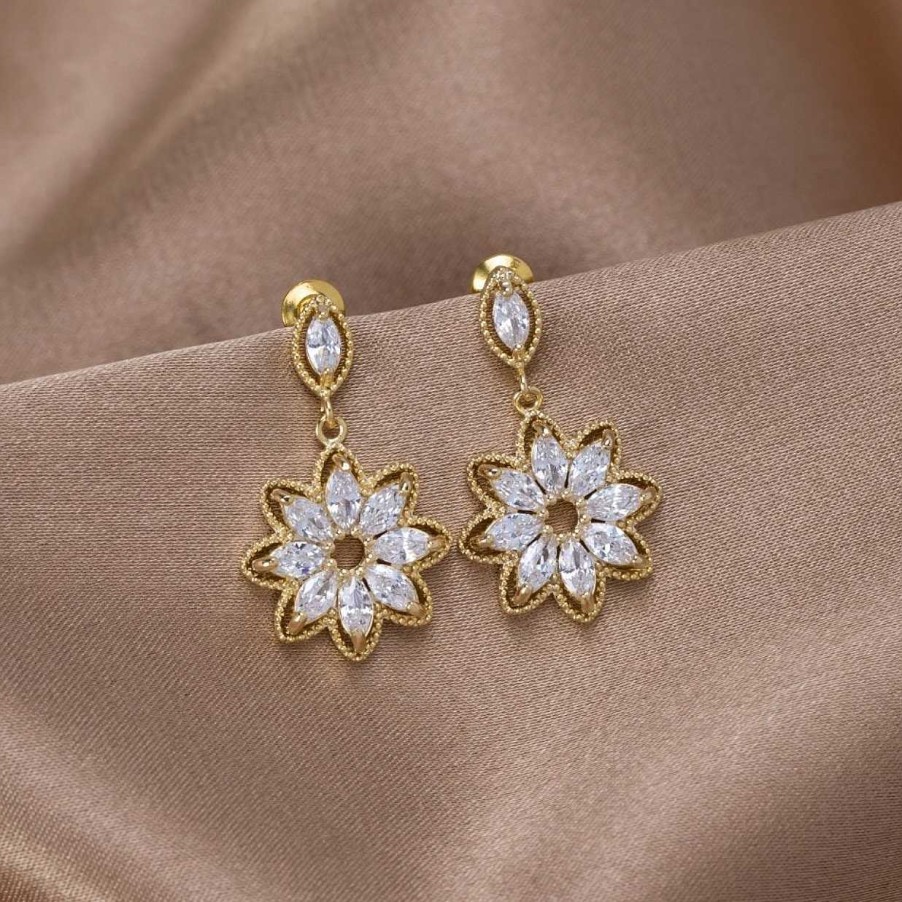 Boucles D'Oreilles Paradise Jewels France | Boucles D'Oreilles Marguerite Avec Zirconia En Or