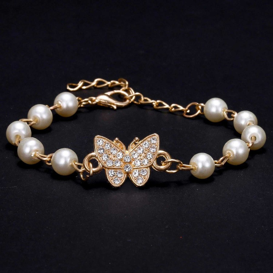 Bracelets Paradise Jewels France | Bracelet Papillon Brillant Avec Perle