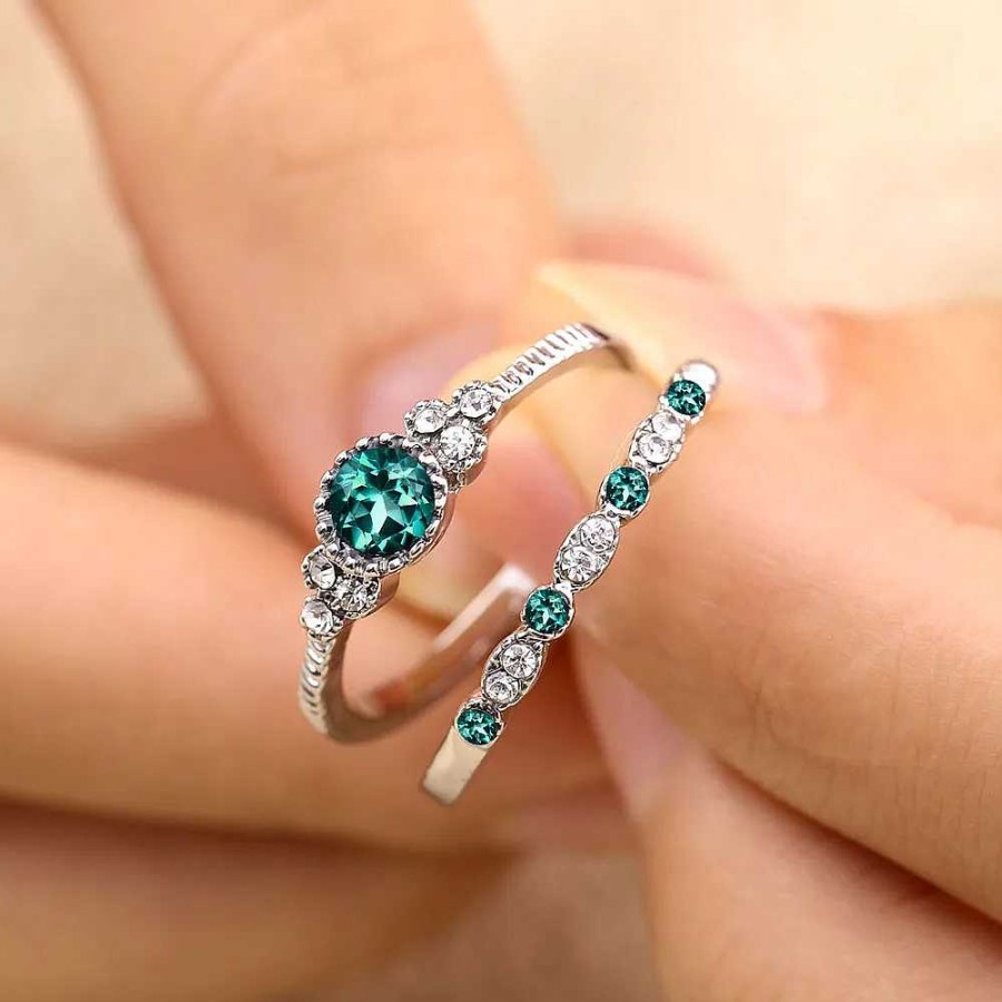 Bagues Paradise Jewels France | Bague En Argent Avec Zircon Vert