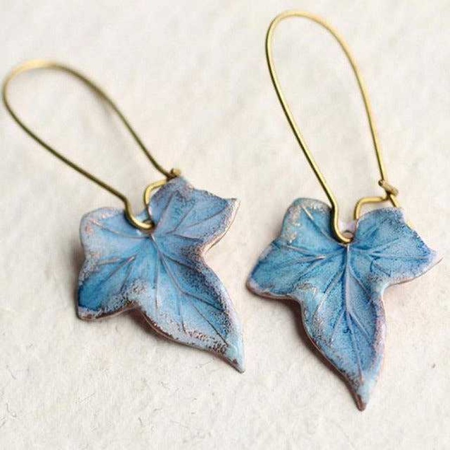 Boucles D'Oreilles Paradise Jewels France | Boucles D'Oreilles Avec Feuilles Bleues En Or