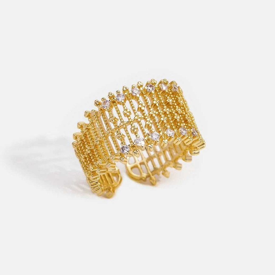 Bagues Paradise Jewels France | Bague R Glable En Maille De Cristal En Or