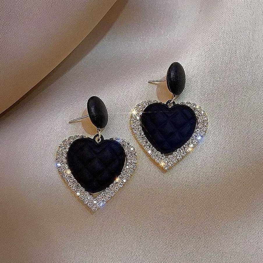 Boucles D'Oreilles Paradise Jewels France | Boucles D'Oreilles Coeur Noir En Or