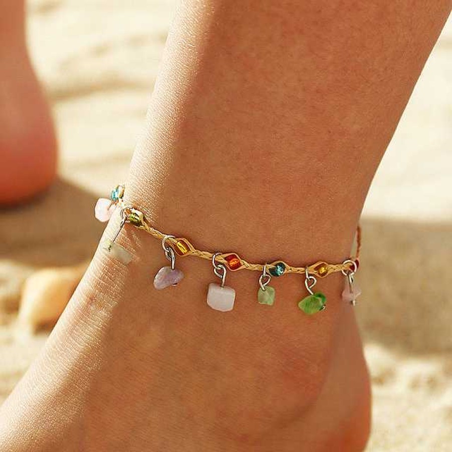 Bracelets Paradise Jewels France | Bracelet De Cheville En Crystal Multicolore En Or