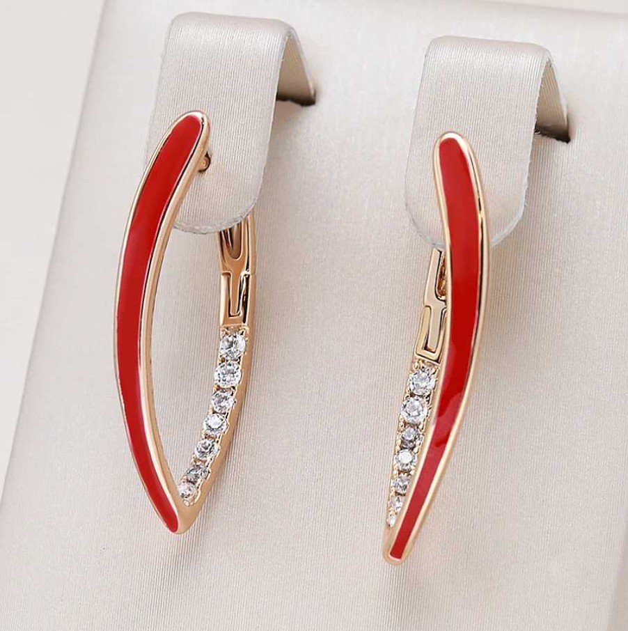 Boucles D'Oreilles Paradise Jewels France | El Gantes Boucles D'Oreilles Pointues En Or Avec Mail Rouge