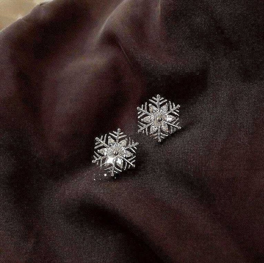 Boucles D'Oreilles Paradise Jewels France | Boucles D'Oreilles Flocon De Neige Avec Zircon En Or