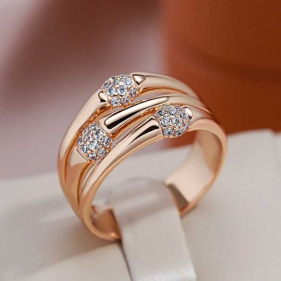 Bagues Paradise Jewels France | Bague L Gante Avec Sph Res Dor Es Brillantes