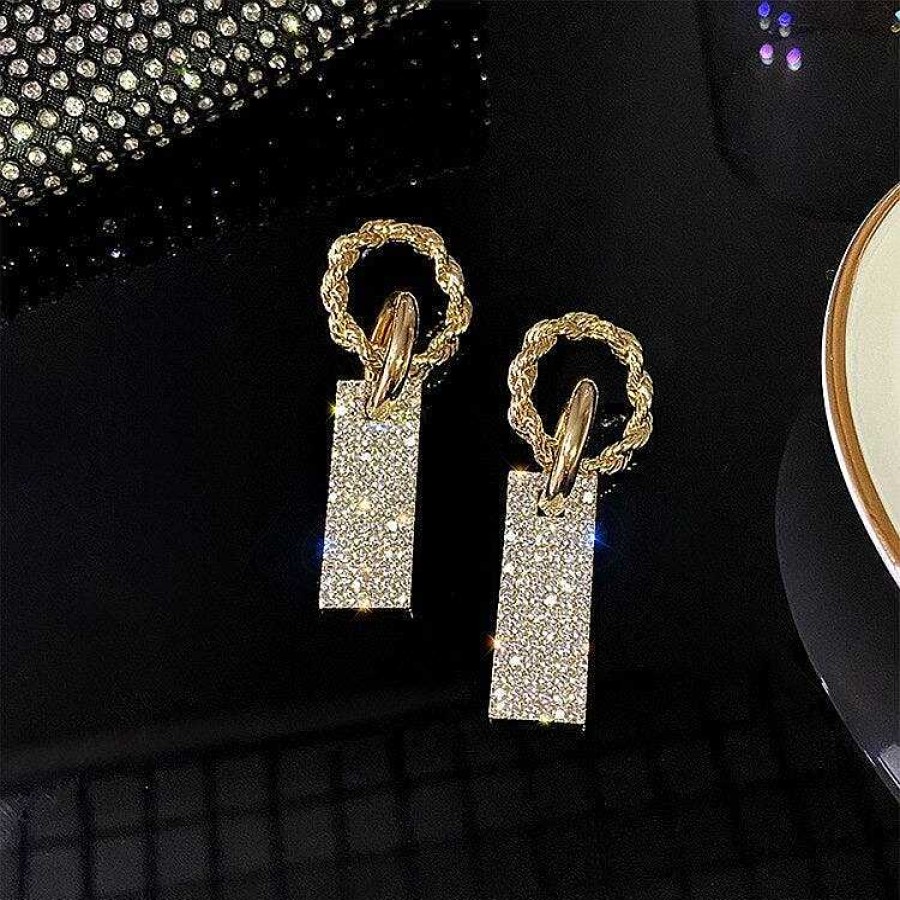 Boucles D'Oreilles Paradise Jewels France | Boucles D'Oreilles Luxueuses En Zircone En Argent Et Plaqu Avec Strass Incrust S