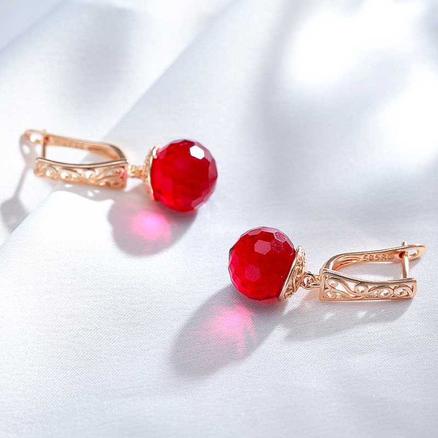 Boucles D'Oreilles Paradise Jewels France | El Gantes Boucles D'Oreilles Boule De Cristal Rouge En Or