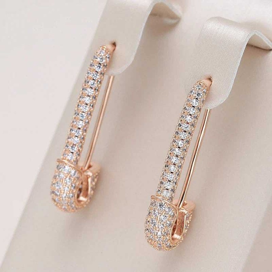 Boucles D'Oreilles Paradise Jewels France | Boucles D'Oreilles El Gantes Et Brillantes Avec Zirconia En Or