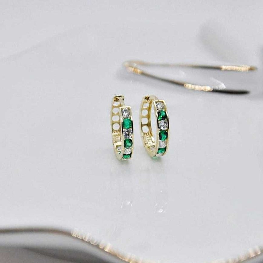 Boucles D'Oreilles Paradise Jewels France | Boucles D'Oreilles En Cristal Vert Et Or