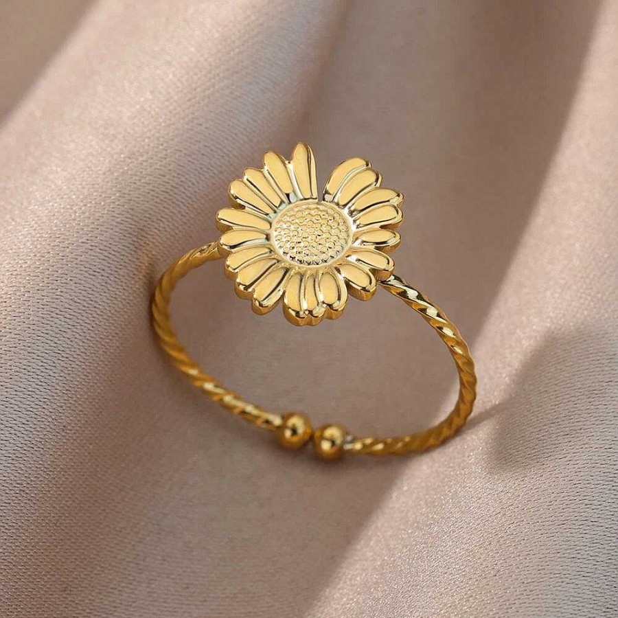 Bagues Paradise Jewels France | Bague Ajustable Tournesol En Or