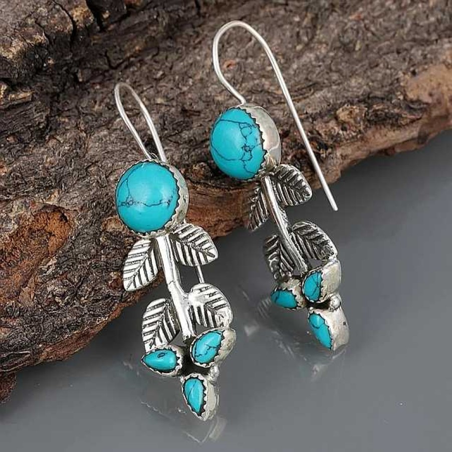 Boucles D'Oreilles Paradise Jewels France | Boucles D'Oreilles Boho En Argent Avec Pierre Turquoise