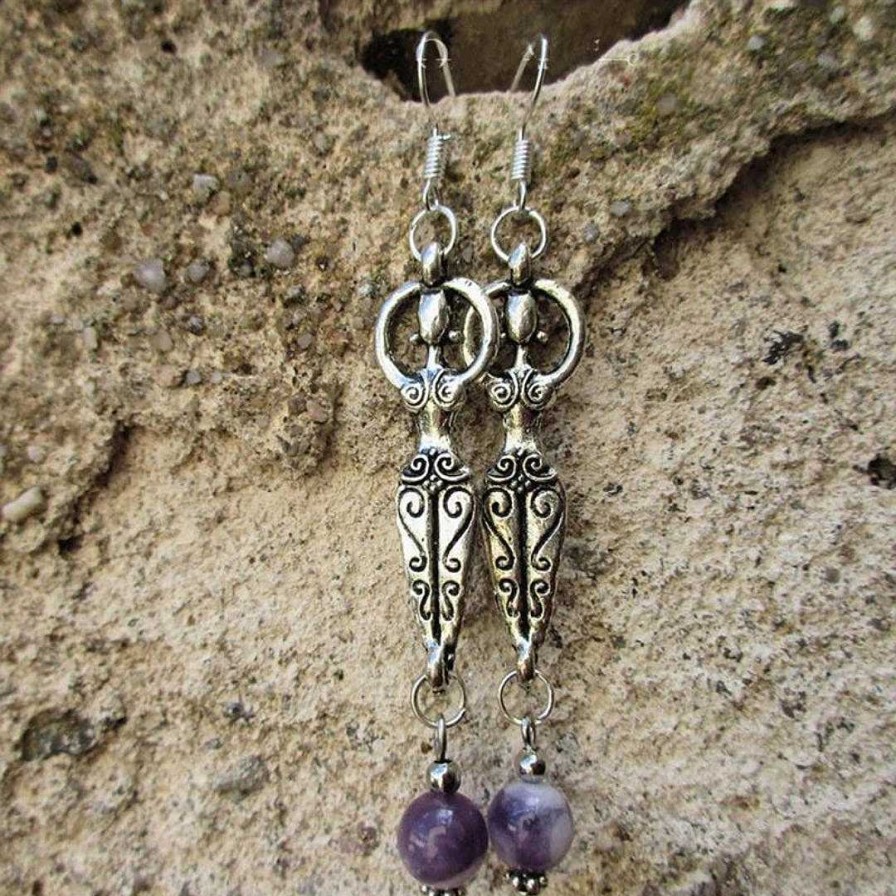 Boucles D'Oreilles Paradise Jewels France | Boucles D'Oreilles Pendantes Vintage Avec Am Thyste En Argent Sterling