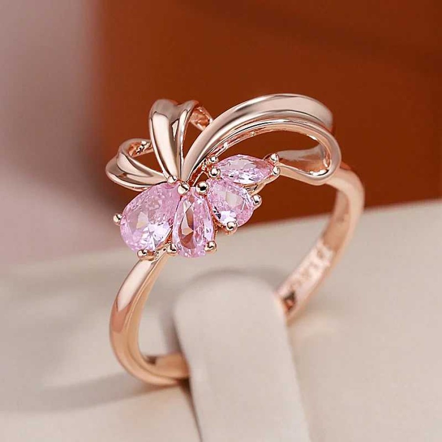 Bagues Paradise Jewels France | L Gante Bague Florale En Zirconium Rose