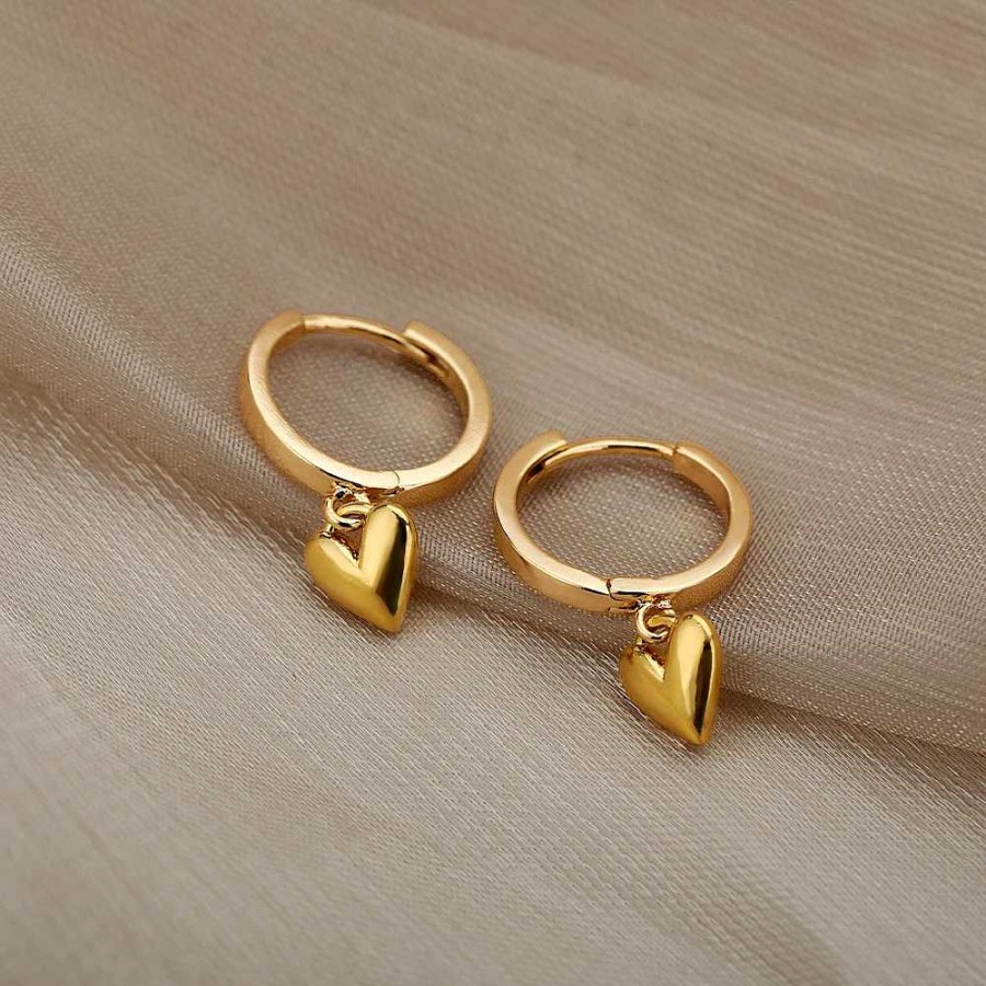 Boucles D'Oreilles Paradise Jewels France | Boucles D'Oreilles Minimaliste En Coeur En Or