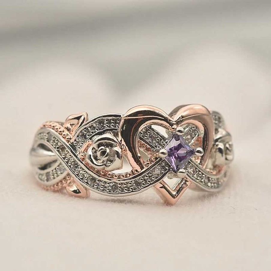 Bagues Paradise Jewels France | Bague Coeur L Gant Brillant En Or Rose