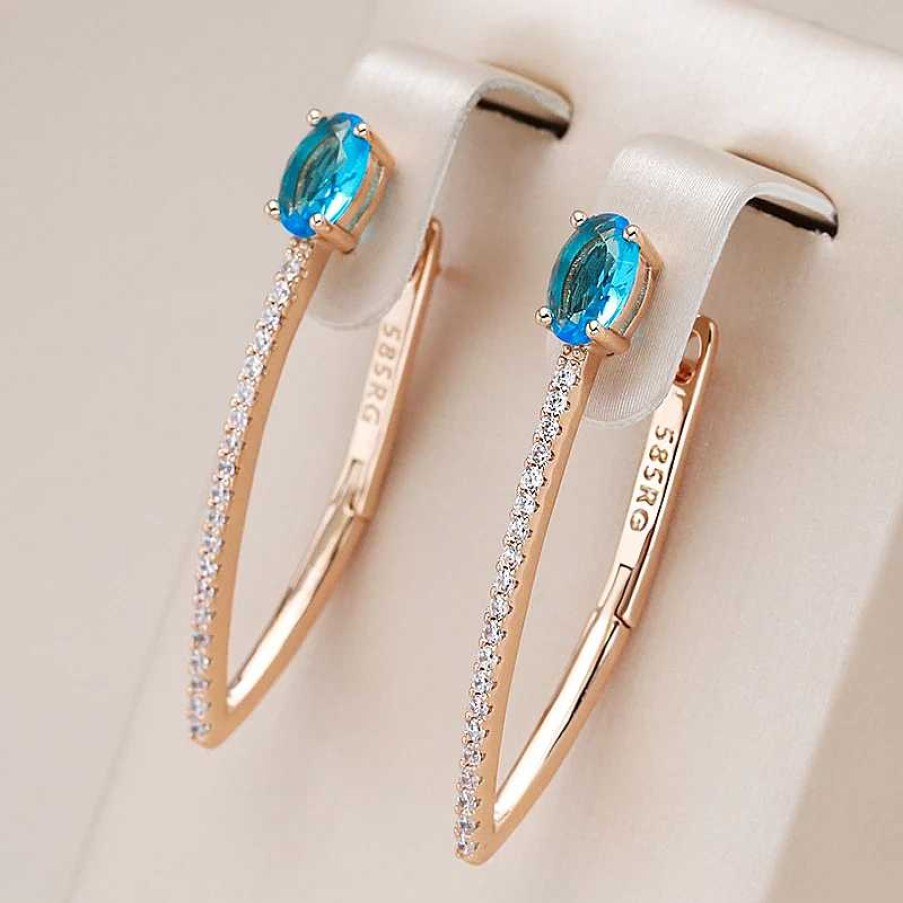 Boucles D'Oreilles Paradise Jewels France | Boucles D'Oreilles El Gant Avec Zircon Bleu En Or