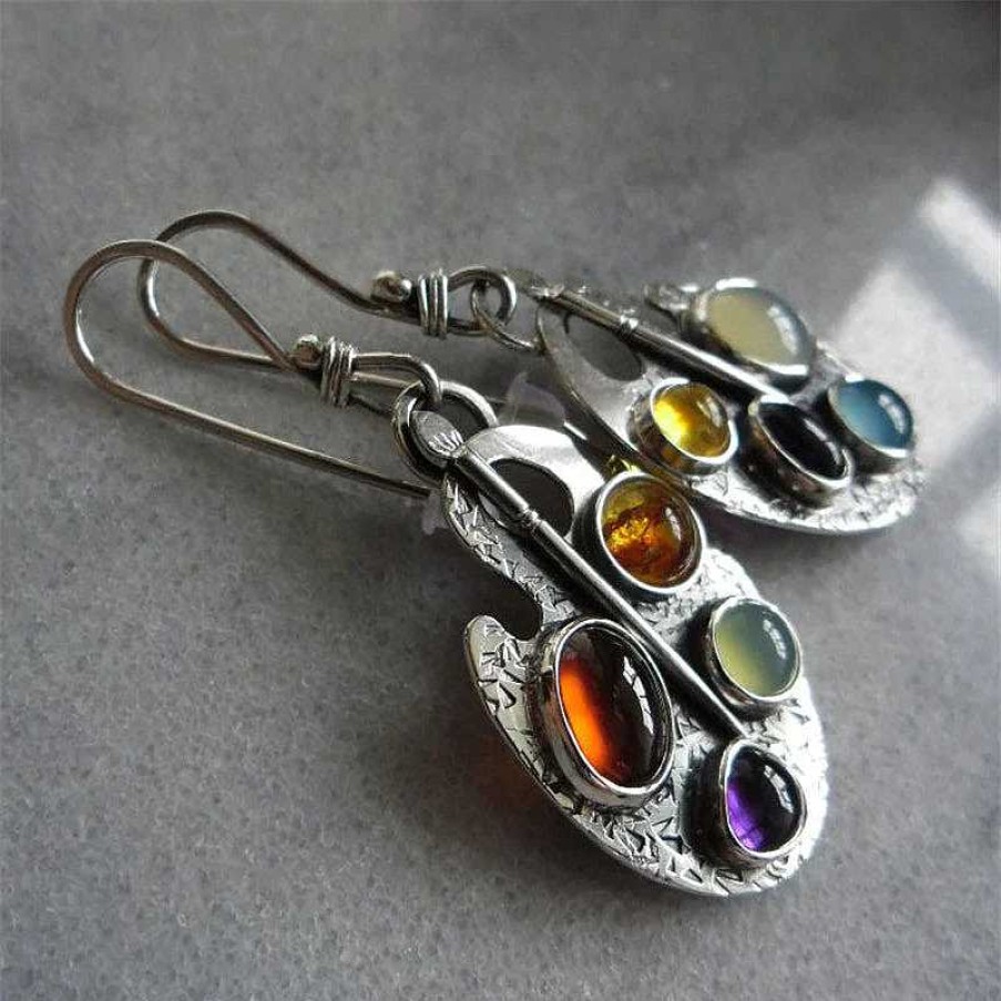 Boucles D'Oreilles Paradise Jewels France | Boucles D'Oreilles Pendantes En Pierre Multicolore